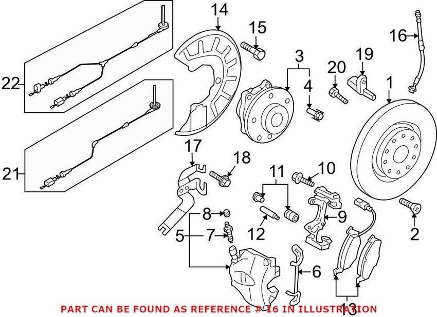 Audi VW Brake Hose - Front 5N0611701A